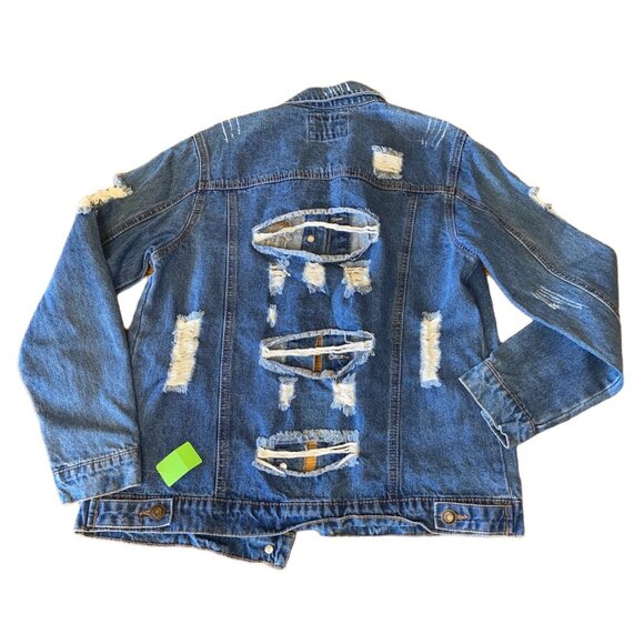 Distressed Medium Wash Denim Jacket Womens S Wax Jean Basic Style 90105 100% Cot - Picture 2 of 4